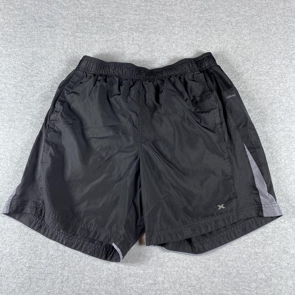 Xersion Shorts Mens Large Black Athletic Running‎ Lined Quick Dry Pockets Gym